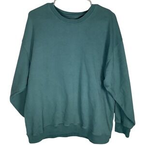 Hollister Mens Oversized Crewneck Sweatshirt‎ Teal Green Fleece Pullover Size L